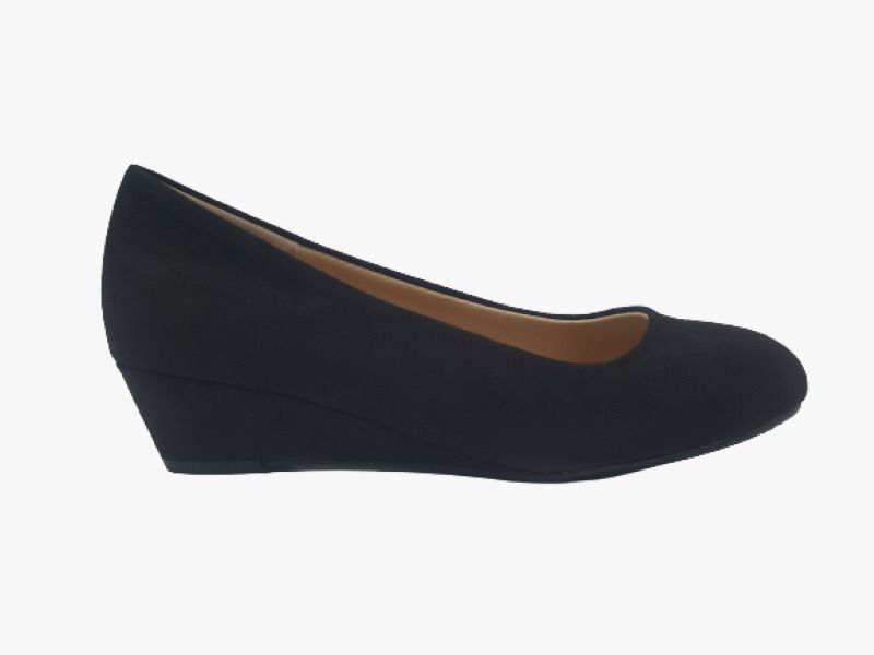 Savaii Ladies Wedge Court Shoe Black Suede Shop Today. Get it