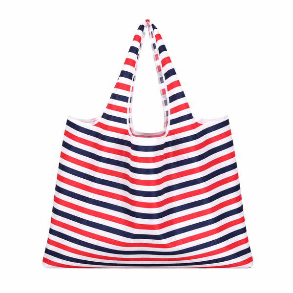 Foldable Striped Shopping Bag-Reusable Lightweight Grocery for Everyday Use