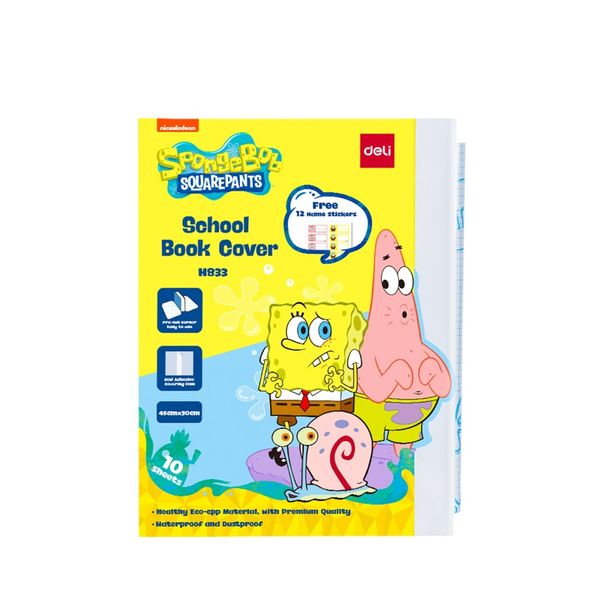 Deli SpongeBob Self Adhesive Book Cover 45x31cm Matt Translucent 10 sheets