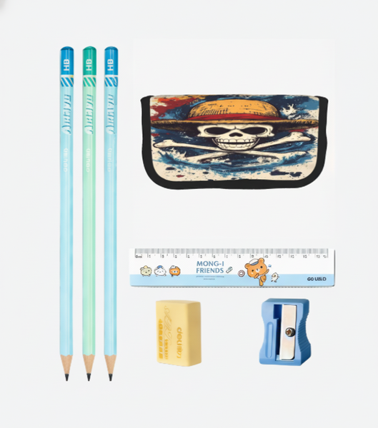 Anime Skull Pencil Case Large Capacity Canvas School Pouch