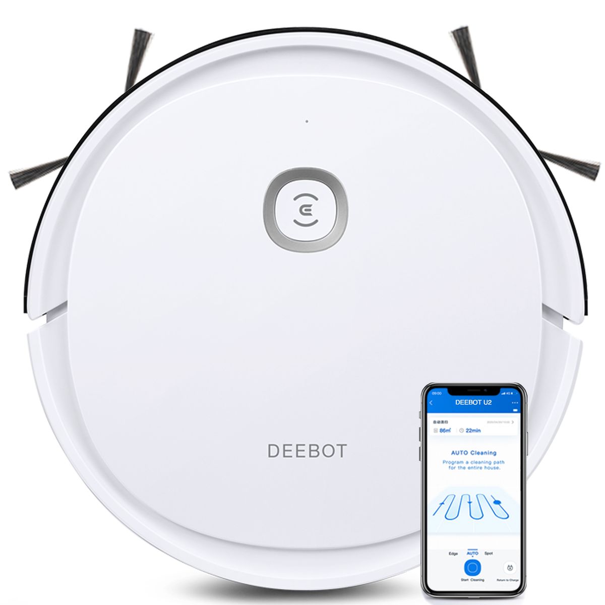 Ecovacs Deebot U2 Robot Vacuum Cleaner - Motion Navigation, 110min ...