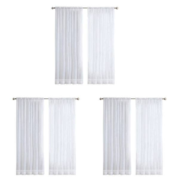 4 Panels White Sheer Curtains 84 Inches Long For Bedroom Living Room