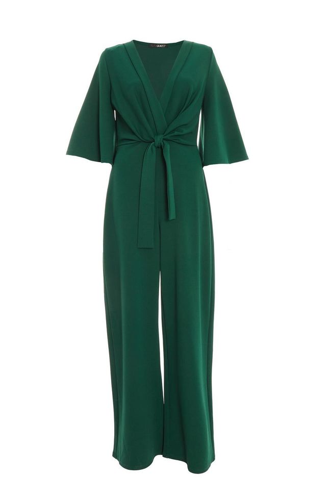Quiz Ladies - Green Tie Front Palazzo Jumpsuit | Shop Today. Get it ...