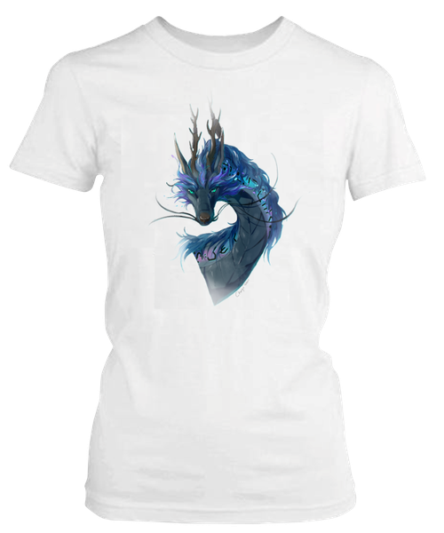 PepperSt Ladies White T-Shirt - Rune Dragon