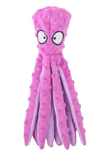 Lady &amp; Tiger Crinkle and Squeaky Plush Dog Toy – Octopus