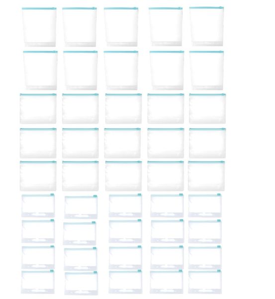 45 Piece - Resealable Food Storage Bags Set - Transparent