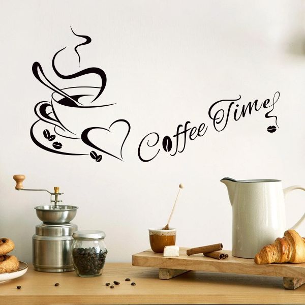 Coffee Time Sticker With Motivational Wall Decor For Office &amp; Shop &amp; Home