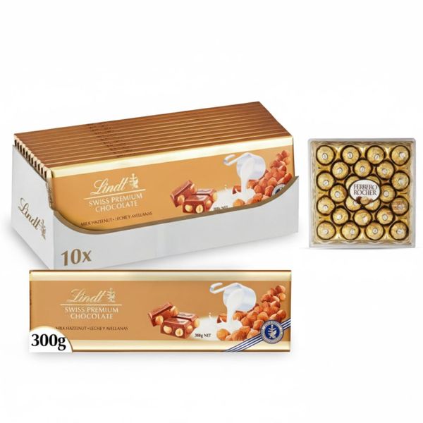 Gold Bar Hazelnut 300g ×10 + Ferrero Rocher T24 300g x 1