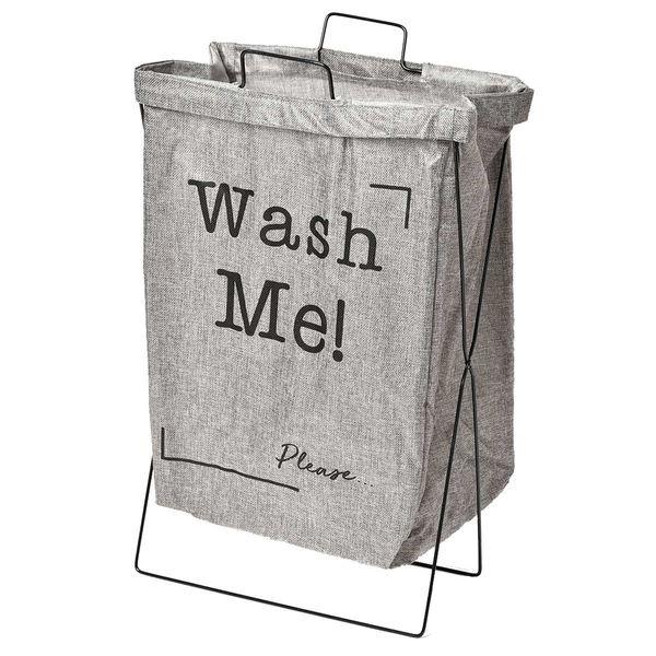 Collapsible Laundry Basket Bag Organizer - Grey