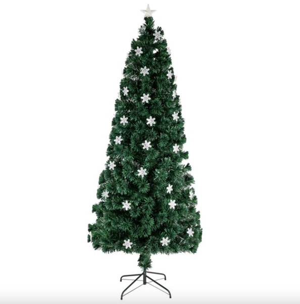 2.1m Christmas Tree With Built-In LED Lights And Fiber Optics