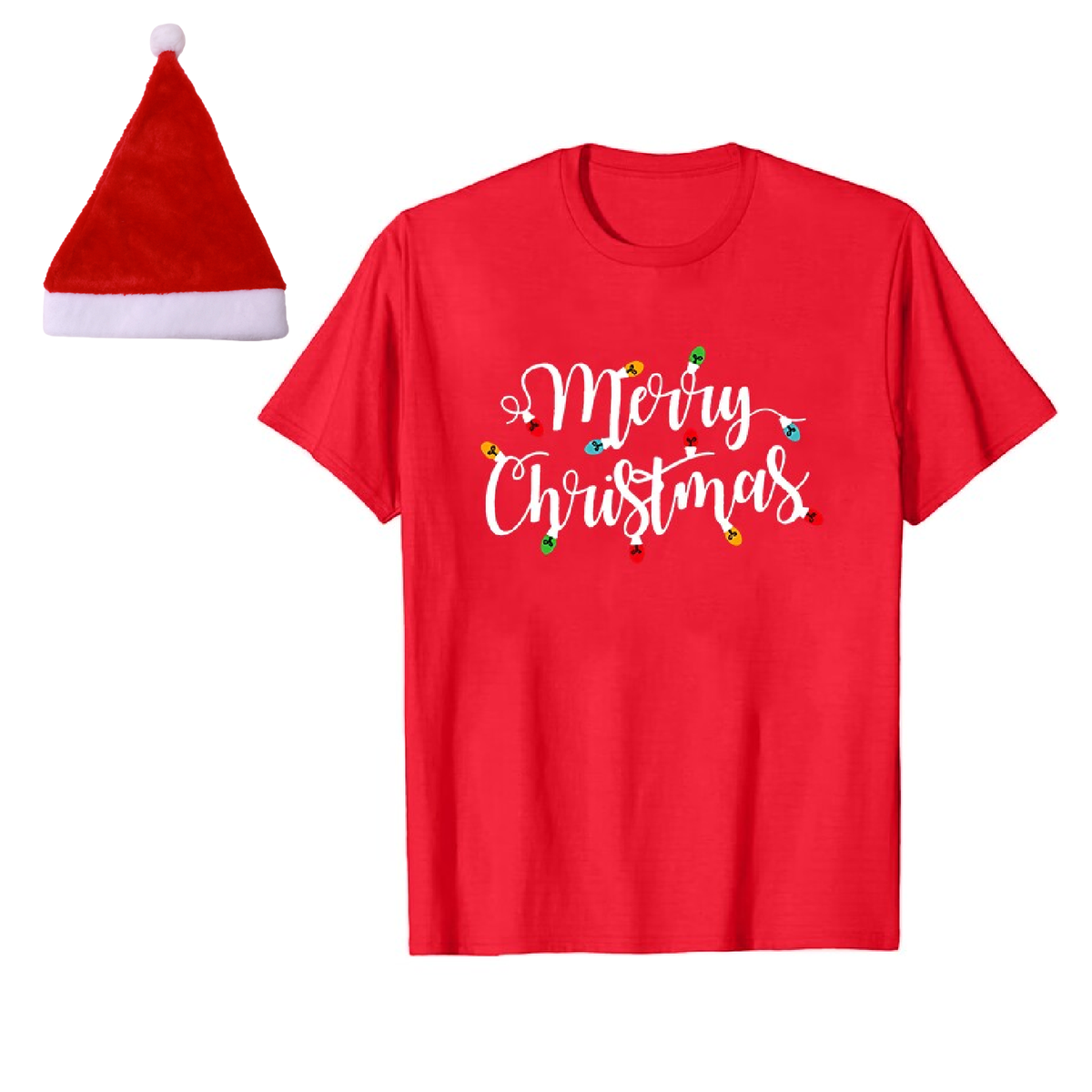 Unisex Cotton Christmas Printed T-Shirts With Christmas Hat | Shop ...