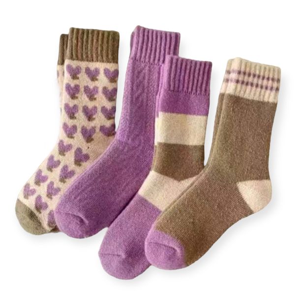 4-Pair Cozy Purple Warm Socks Set