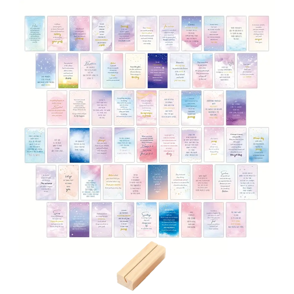 Starry Sky Affirmation Card Set - with Wooden Display Stand