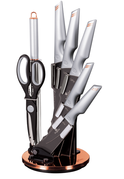 Berlinger Haus 8-Piece Non-Stick Knife Set with Acrylic Stand - Moon Light