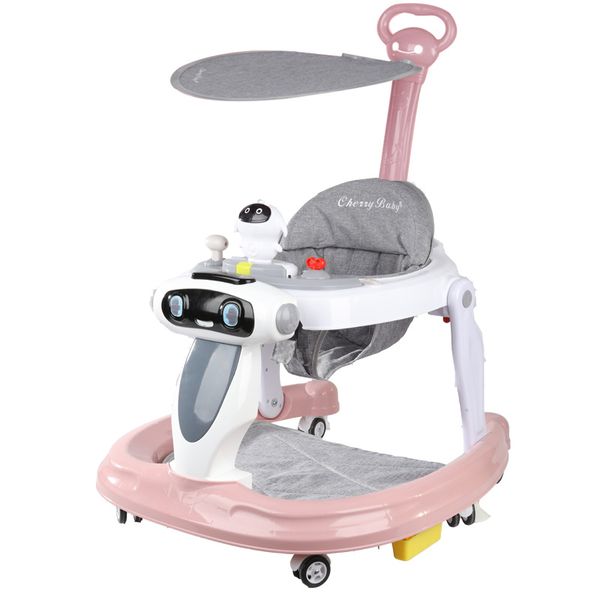 2-in-1 Baby Walker with Handle - Pink