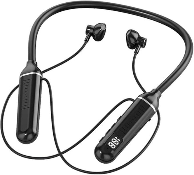 Neckband Wireless Bluetooth Earphones Digital Display Headset MP3 Card Slot