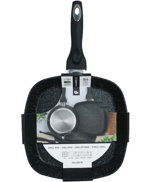 Excellent Housewares Aluminium Brushed Griddle Pan 26cm
