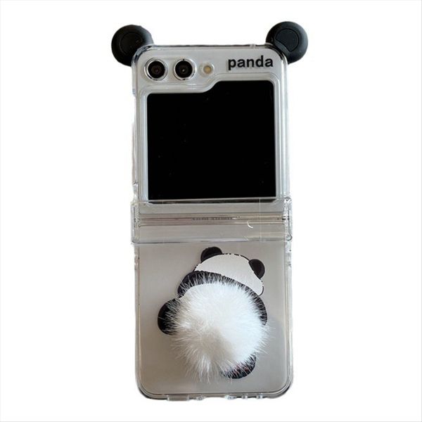 Cute Plush Panda Phone Case for Zflip5 Case Shell Compatible with Samsung