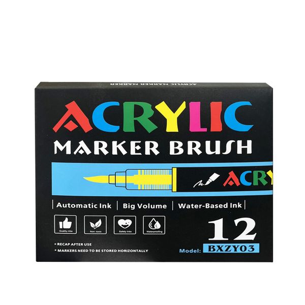 Acrylic Marker Water-Based Color Pen 12-Piece Set