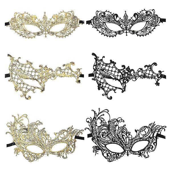 6 Pcs Masquerade Mask for Women Venetian Lace