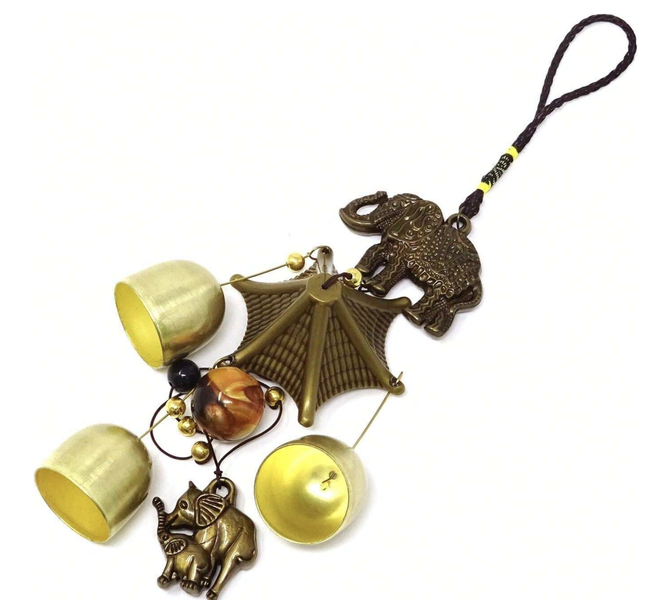 Elephant Wind Chime - 48cm Metal Vintage Good Luck Chime for Outdoor Garden