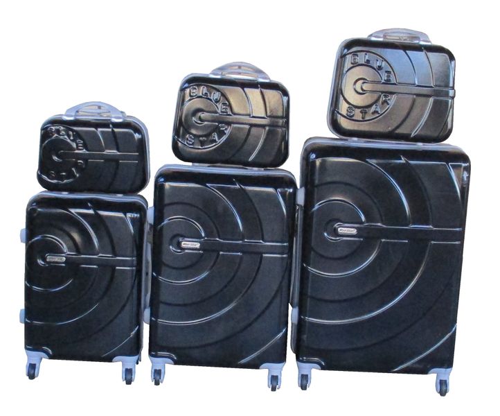 Durable ABS 6Piece Black Luggage Set with Spinner Wheels &amp; Combination Lock