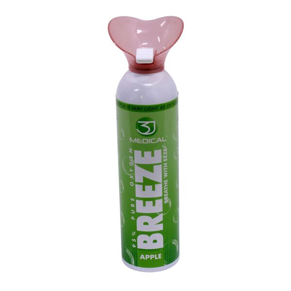 Breeze Oxygen O2 in a Can 12 Litre with Mouthpiece - Peach - 10 Pack