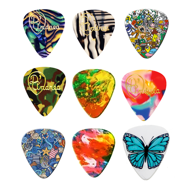 Guitar Pick Tin of 12 Vibrant Print 0.71mm Guitar Picks