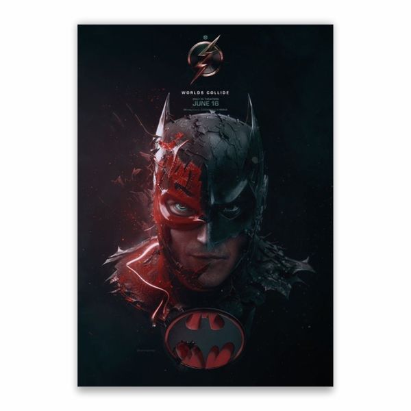 Flash And Batman Worlds Collide Poster - A1