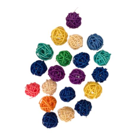 20-Piece Multi-Colored 3cm Rattan Balls - Parrot & Bird Enrichment Toys Image