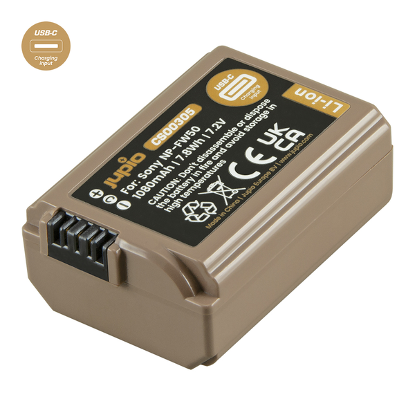 Jupio NP-FW50 Ultra C (USC-C input) 1080mAh Lithium-Ion Battery for Sony