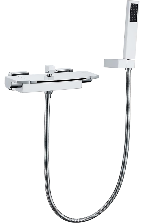 Wall Mount Waterfall Bathtub Faucet with Hand Shower Bath Tap Water Mixer