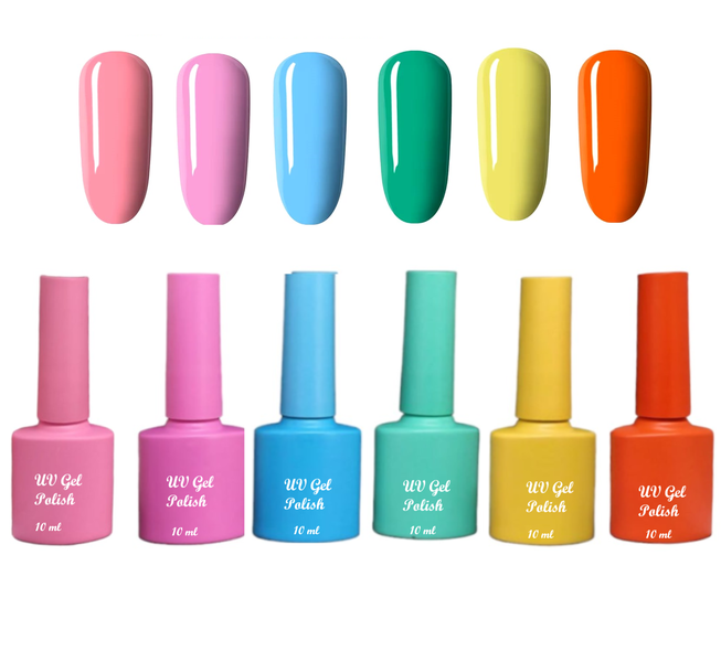 UV Gel Nail Polish - Set of 6 (Shades of Sweet Macarons)