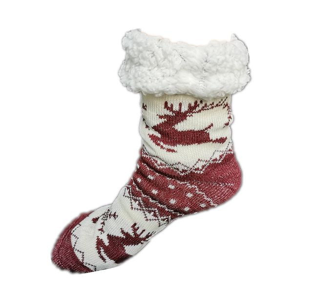 Oslo Polar Thermal Winter Socks Fleece lined Slipper Socks - Burgundy