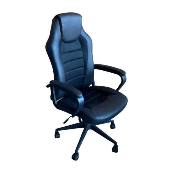 Adjustable Leather Reception Office Chair With Headrest, Armrest And Wheels