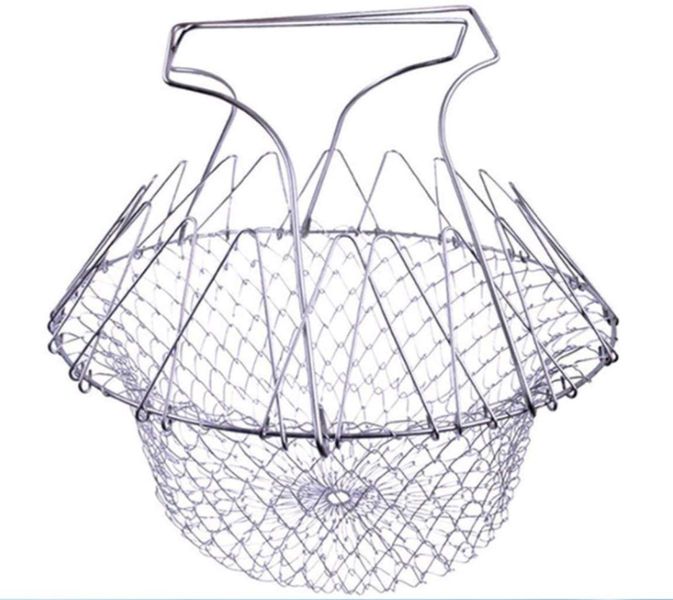 Stainless Steel Foldable Basket Fried Potato Chips Strainer