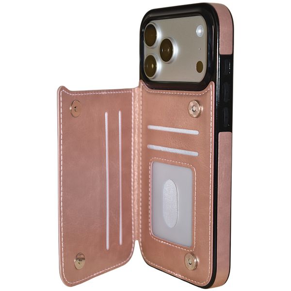 Flip Wallet Phone Case Compatible with iPhone - Rose Gold