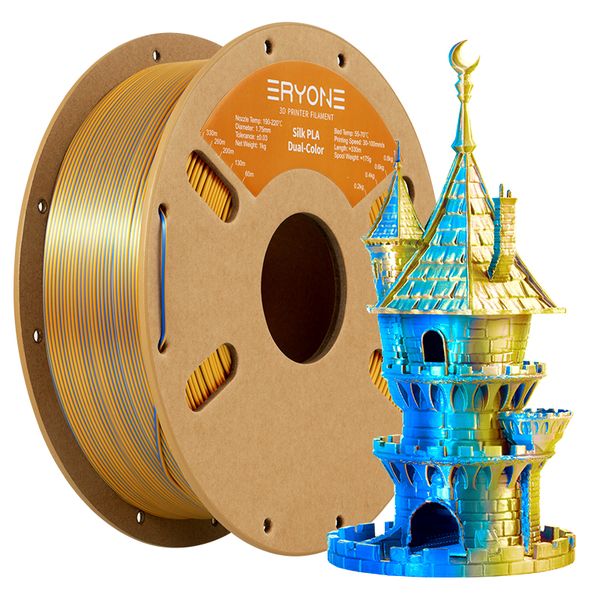 ERYONE Dual Color Gold &amp; Blue Silk PLA Filament for 3D Printers