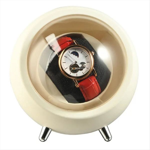 Watch Winder for Automatic Watches Watch Box (Creamy-White)