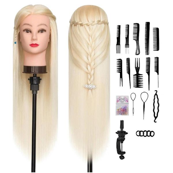 Hairdressing Mannequin Head Braiding Practice with DIY Set &amp; Clamp