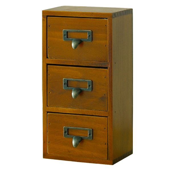 Decor Natural Wood Three Compartment Drawer Storage Cabinet - 26cm