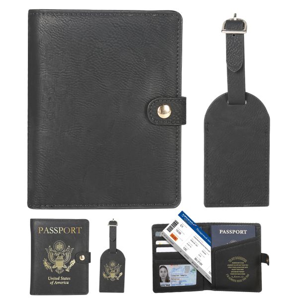 Personalized Leather Passport Holder with Luggage Tag
