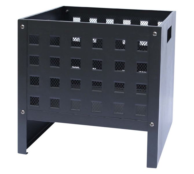 Square Firewood Holder Black Steel Fireplace Wood Storage with Handle