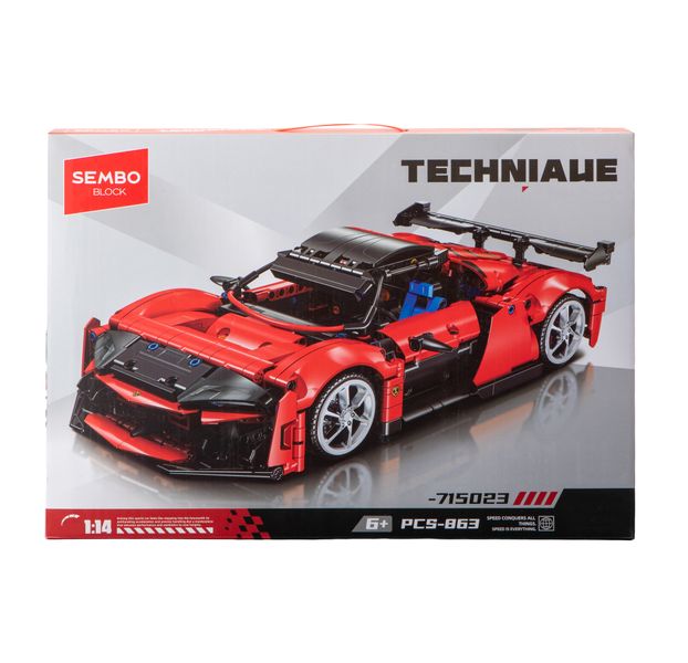 Sembo Tech 1/14 Red Italian Performance Supercar (863 Pieces) - 32.8cm Long