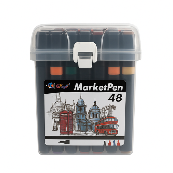 MarketPen 48-Color Dual-Tip Art Marker Set with Carry Case