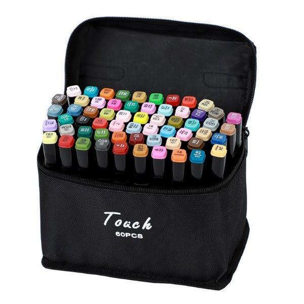 Pack Of 60 Double Headed Alcohol Oil Art Marker Set
