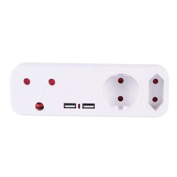 3Pieces Travel Adapter One To Three with2 USB Conversion Socket CA-3103