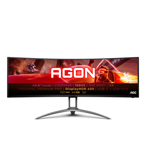 AOC AG493UCX2 49" Curved Dual QHD Gaming Monitor 165Hz 1ms USB-C