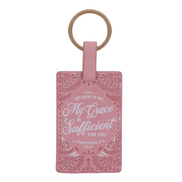 Faux Leather Keychain - My Grace Is Sufficient for You