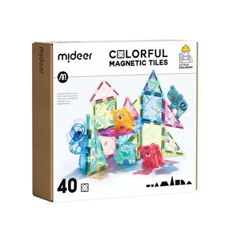 Mideer Colourful Magnetic Tiles - Magical Jungle - 40 Transparent Pieces Image